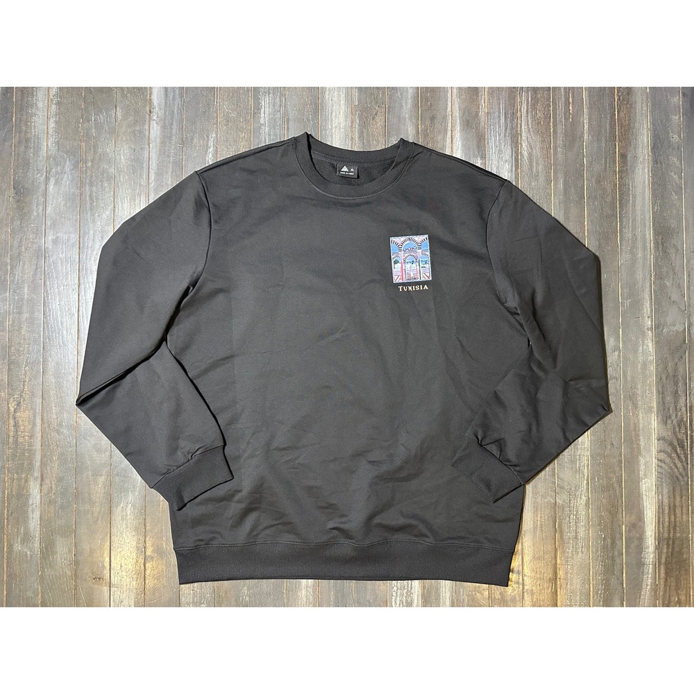 Tunisia Graphic Crewneck Sweatshirt Black Long Sleeve Pullover XL